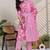 Pink women floral printed pure cotton kurta with trousers & dupatta