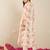 Cream women floral printed thread work floral kurta