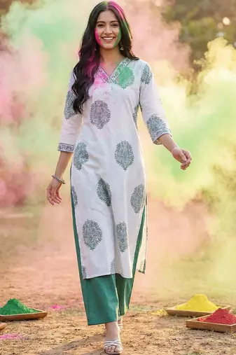 White women floral printed kurta
