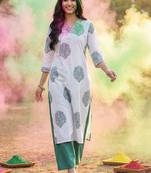 White women floral printed kurta