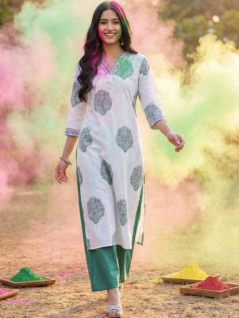 White women floral printed kurta
