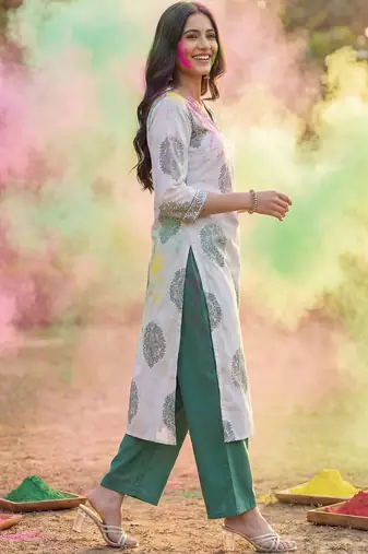 White women floral printed kurta