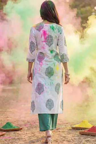 White women floral printed kurta