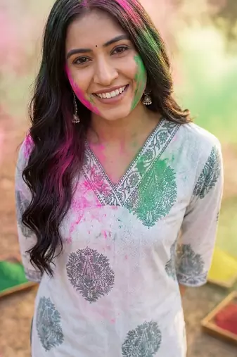 White women floral printed kurta