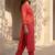 Red women leheriya printed mirror work kurta