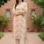 Cream women floral printed thread work floral kurta