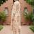 Cream women floral printed thread work floral kurta