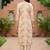 Cream women floral printed thread work floral kurta