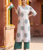 White women floral printed floral kurta