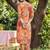 Orange women floral printed regular kurta with trousers