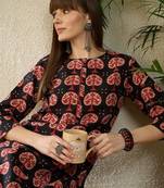 Black women ethnic motifs printed kurta
