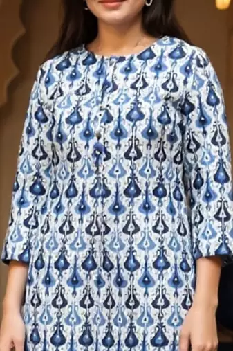 Blue women ethnic motifs printed straight kurta
