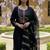 Black ethnic motifs embroidered thread work pure cotton kurta with palazzos & dupatta