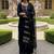 Black ethnic motifs embroidered thread work pure cotton kurta with palazzos & dupatta