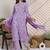 Purple women floral printed regular pure cotton kurta with trousers & with dupatta