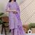 Purple women floral printed regular pure cotton kurta with trousers & with dupatta