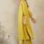 Lime green women pleated kurta with trousers