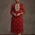 Red women bandhani printed mirror work georgette kurta