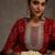 Red women bandhani printed mirror work georgette kurta