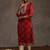 Red women bandhani printed mirror work georgette kurta