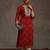 Red women bandhani printed mirror work georgette kurta