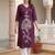 Burgundy floral embroidered thread work kurta
