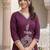 Burgundy floral embroidered thread work kurta
