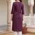 Burgundy floral embroidered thread work kurta