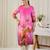 Pink women floral printed round neck straight kurta
