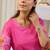 Pink women floral printed round neck straight kurta