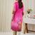 Pink women floral printed round neck straight kurta