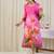 Pink women floral printed round neck straight kurta