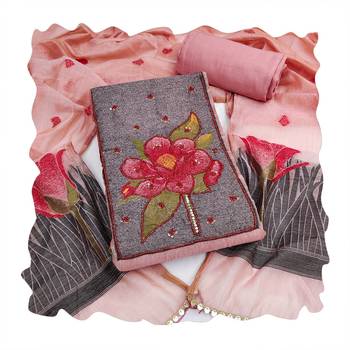 Pink color banarasi cotton fabric ethnic partywear salwar kameez 2