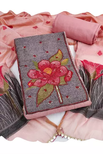 Pink color banarasi cotton fabric ethnic partywear salwar kameez