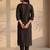 Black women ethnic motifs embroidered thread work kurta