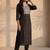 Black women ethnic motifs embroidered thread work kurta