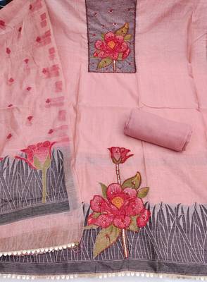Pink color banarasi cotton fabric ethnic partywear salwar kameez 3