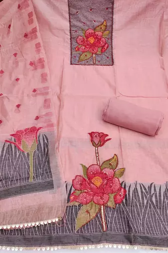 Pink color banarasi cotton fabric ethnic partywear salwar kameez