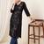 Black women floral embroidered thread work kurta