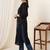 Black women floral embroidered thread work kurta