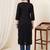 Black women floral embroidered thread work kurta