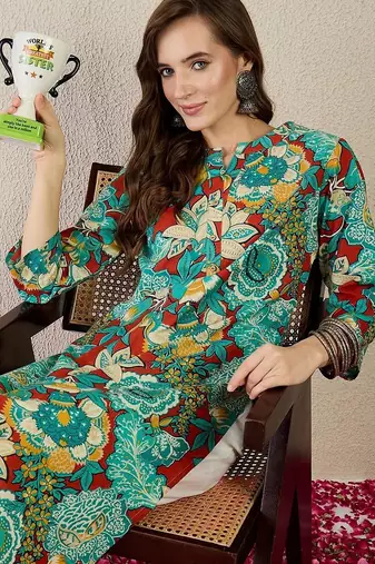 Multicolor women floral printed floral kurta