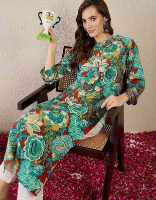 Multicolor women floral printed floral kurta 4