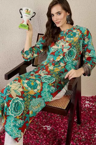 Multicolor women floral printed floral kurta