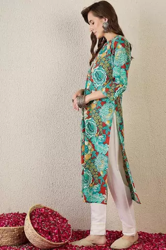 Multicolor women floral printed floral kurta