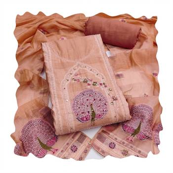 Orange color banarasi cotton fabric ethnic partywear salwar kameez 2