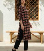 Black women ethnic motifs printed kurta