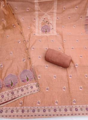 Orange color banarasi cotton fabric ethnic partywear salwar kameez 3