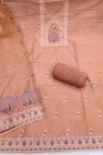 Orange color banarasi cotton fabric ethnic partywear salwar kameez