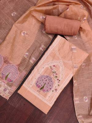 Orange color banarasi cotton fabric ethnic partywear salwar kameez 4